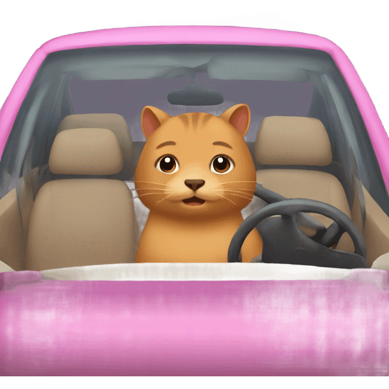 Cat in a car with a capybara  emoji