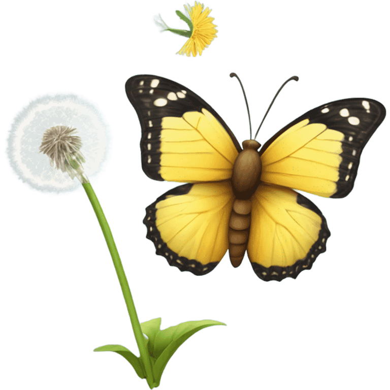 Butterfly flying on a dandelion  emoji