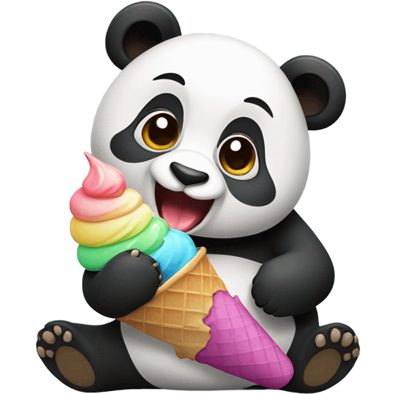 Panda eating ice cream emoji