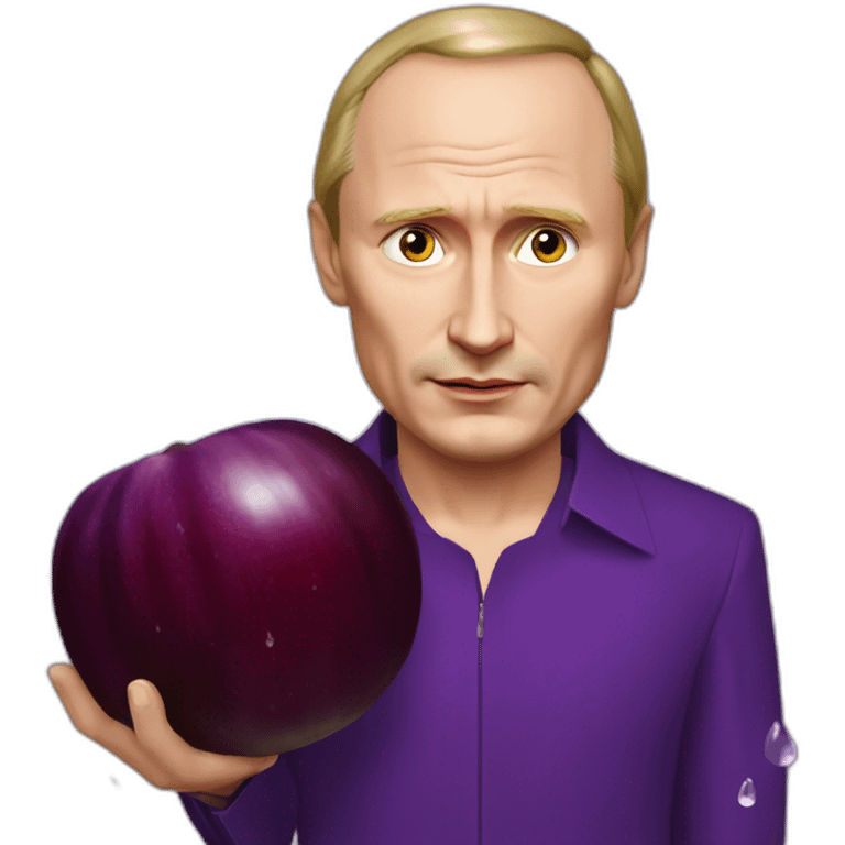 vlad putin with eggplant and droplets on his face emoji