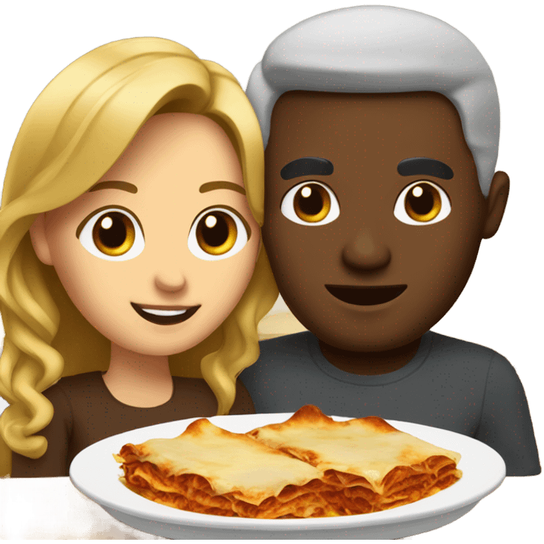 Light skin girl with brown skin Husband having lasagna emoji