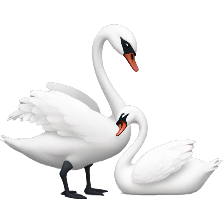 Brown swan and white swan couple emoji