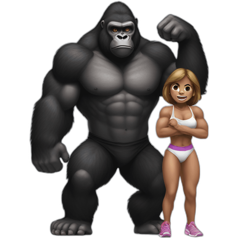 Big buff Gorilla holding a Girl doing squats emoji