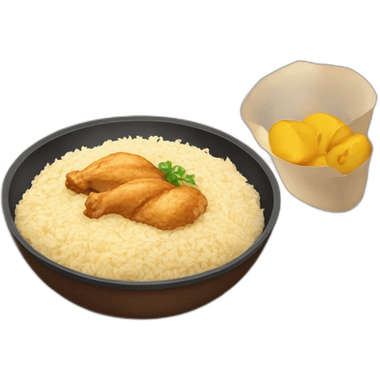 The most common type of food is chicken and rice  emoji