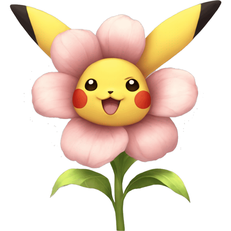 cute pikachu smiling flower fullbody emoji