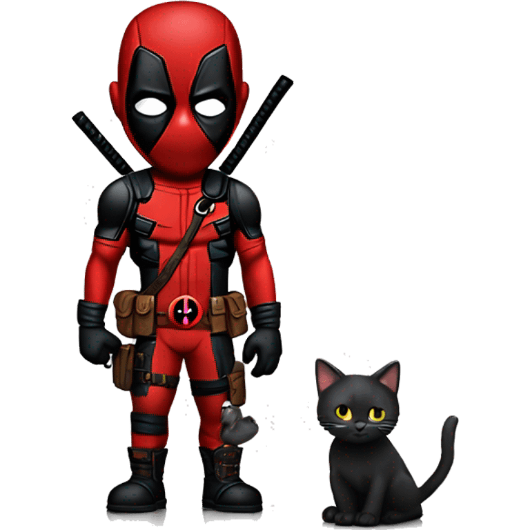 Deadpool con un gato negro emoji