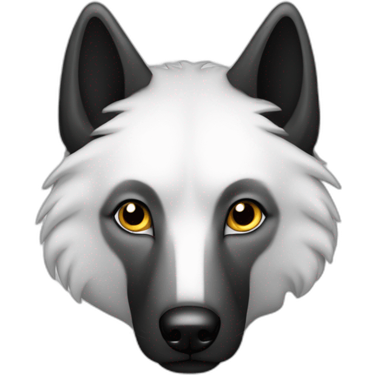 Loup noir sur blanc emoji