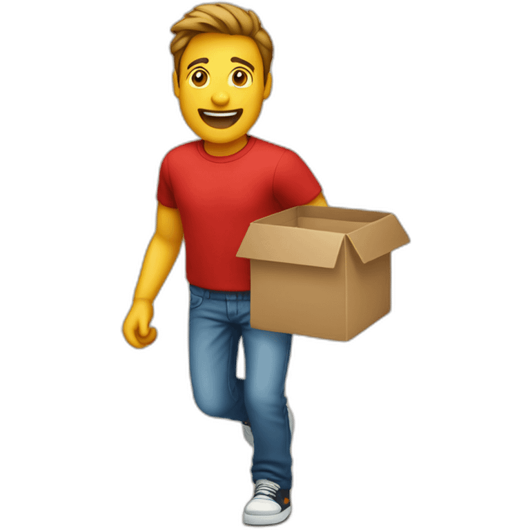 man coming from the box with red t-shirt emoji