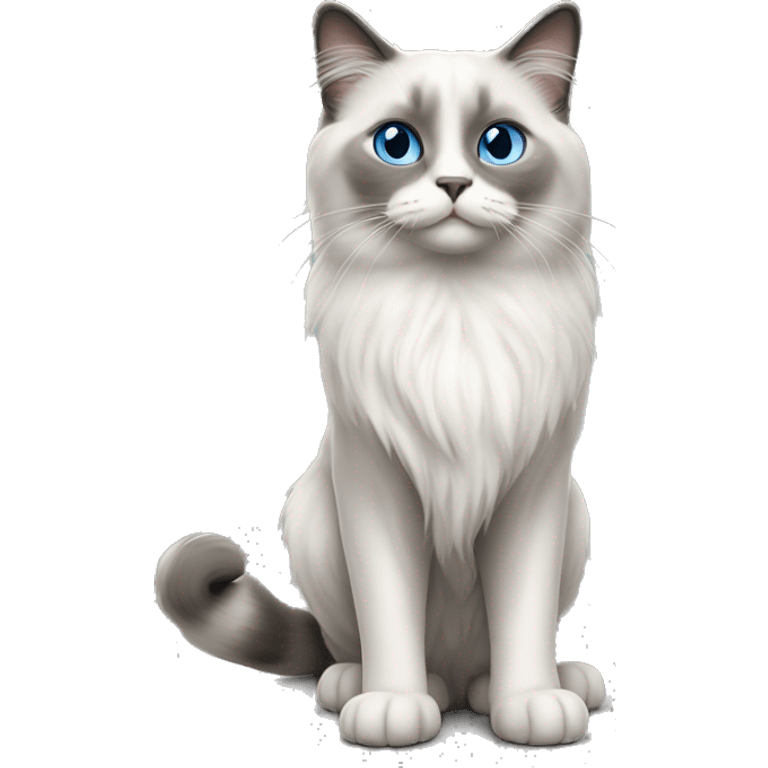 blue eyed ragdoll cat with grey face, legs and tail walking emoji