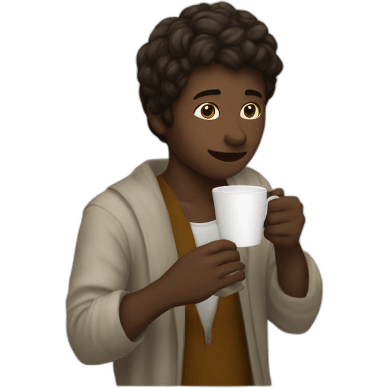 Young muslin men drinking coffee emoji