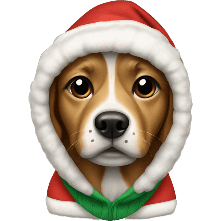 Dog wearing a Christmas hoodie emoji