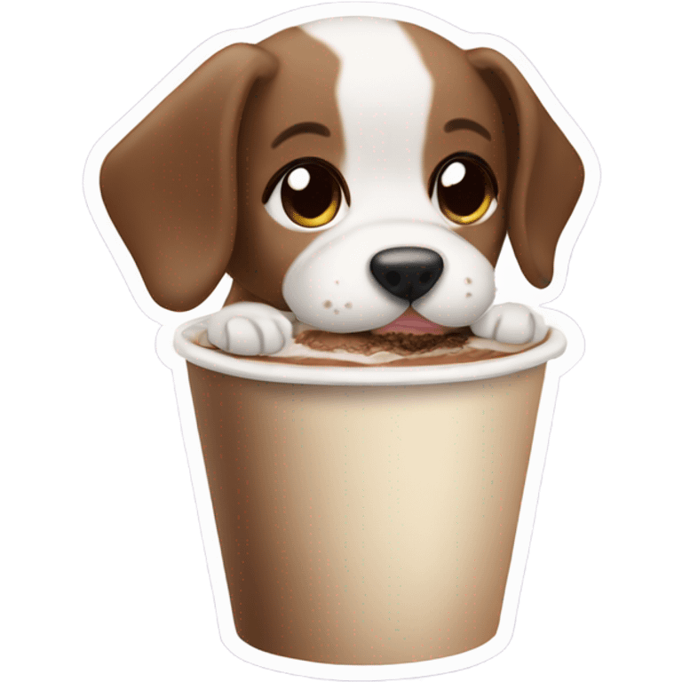 Puppy eating Pupuccino emoji