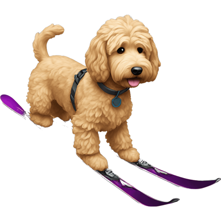 Goldendoodle skiing emoji