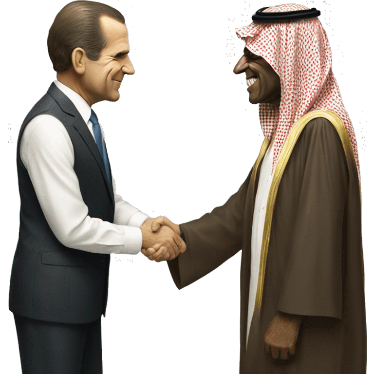 Richard Nixon realistic shakes hands with saudi emoji