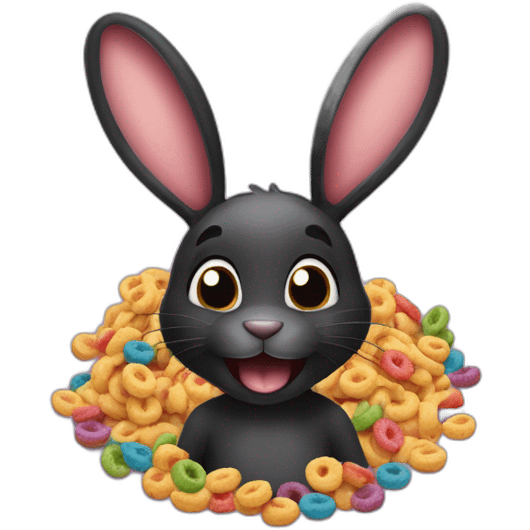 Black rabbit eat frootloops emoji