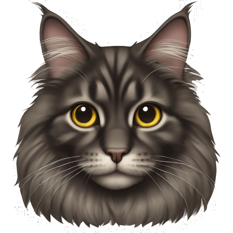 Dark maine coon cat with beatiful eyes emoji