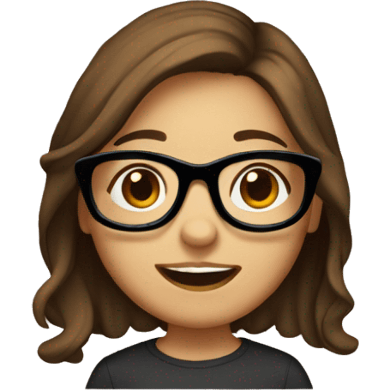 Cute girl with brown hair and glasses emoji