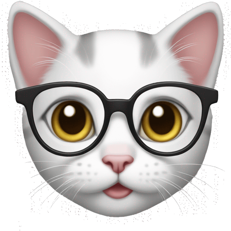 cute kitten female with glasses smart look emoji