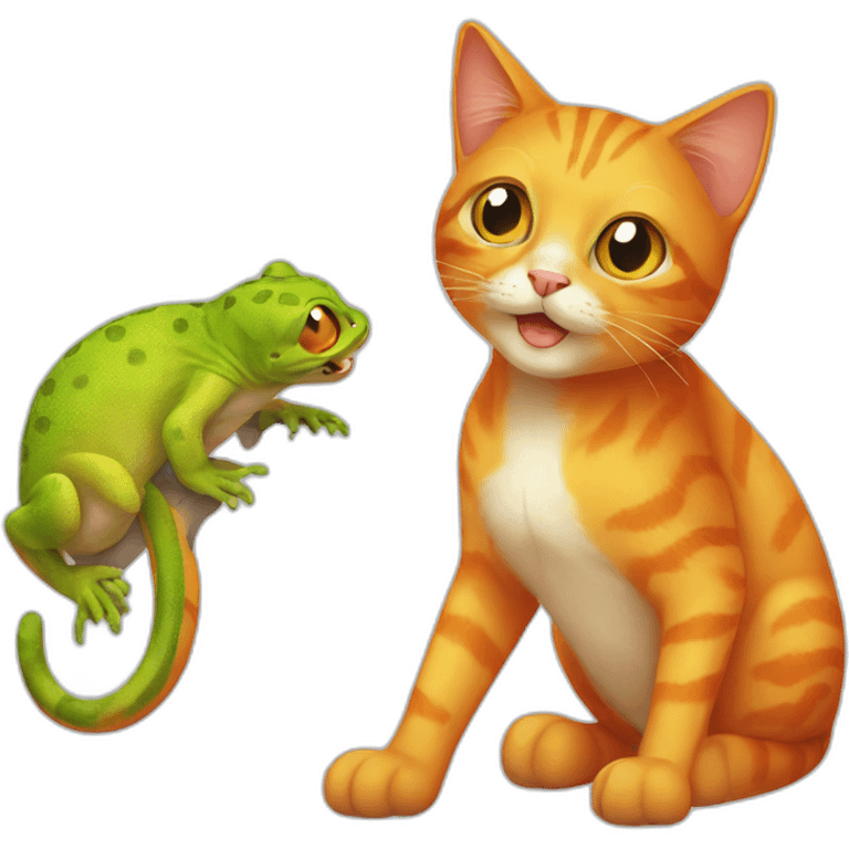 orange cat with a gecko emoji