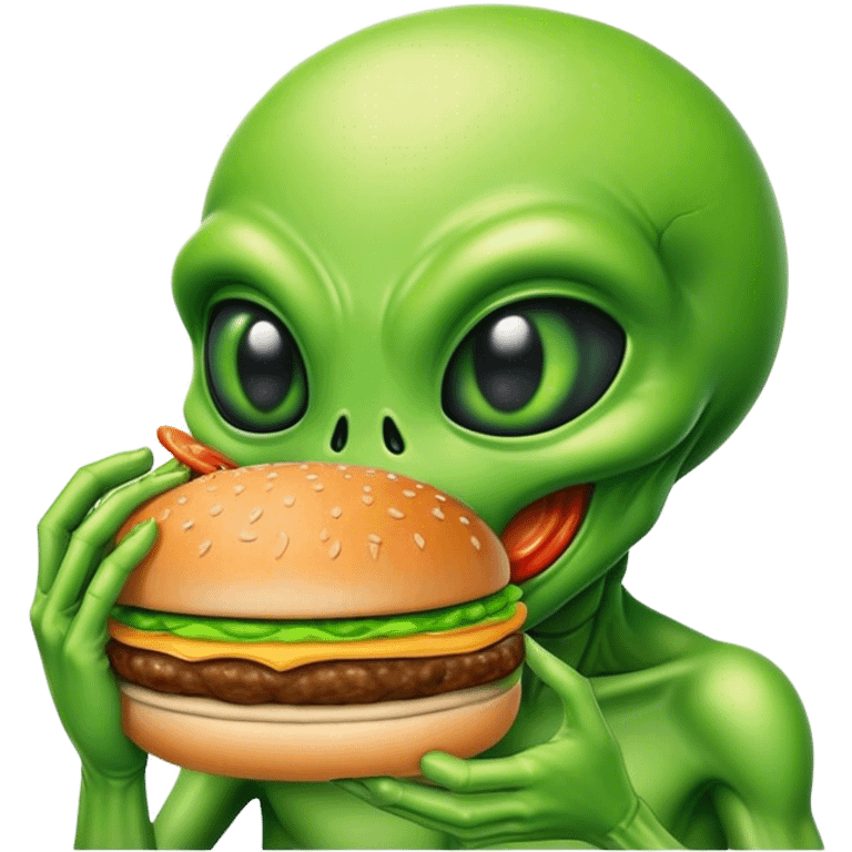 Alien eating hamburger  emoji