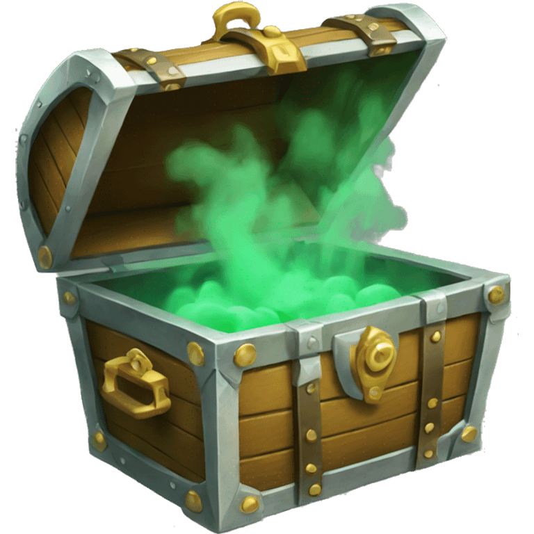 open treasure chest with green smoke coming out emoji