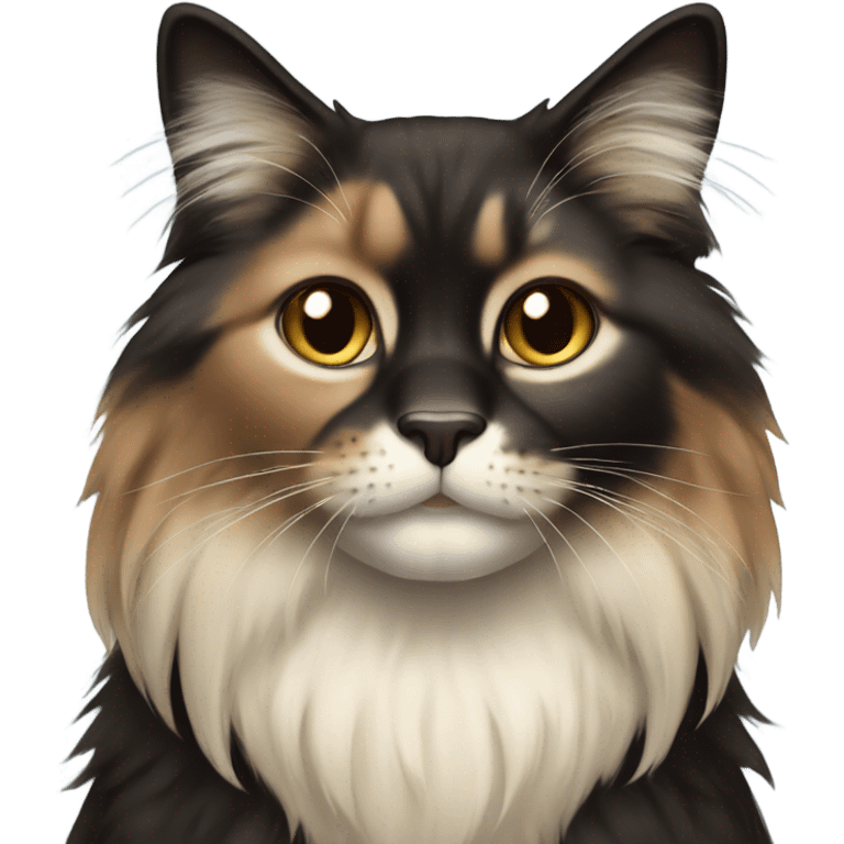 long haired mixed brown black cream fur cat emoji