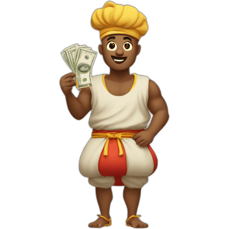 genie holding the big sack of money emoji