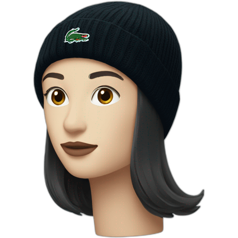 Black lacoste beanie with lacoste emoji