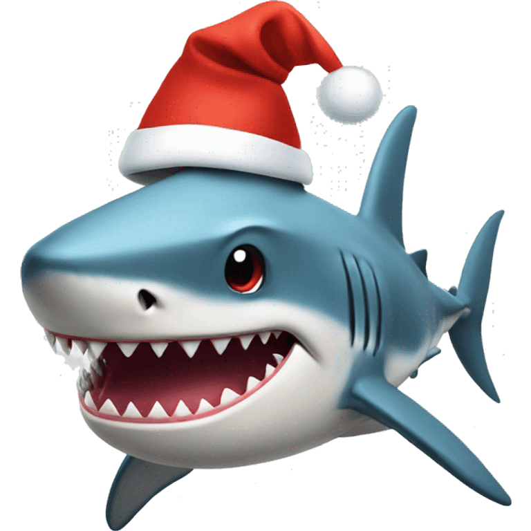 Shark wearing a christmas hat  emoji