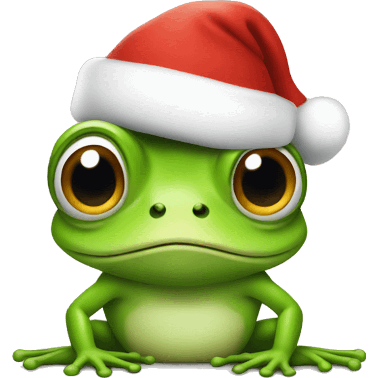 Frog with a santa hat emoji