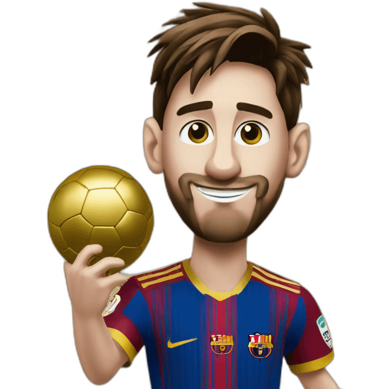 leo messi con el balon de oro emoji