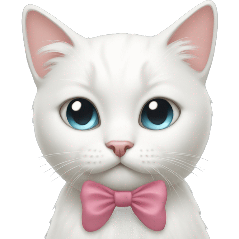 white cat with bow emoji