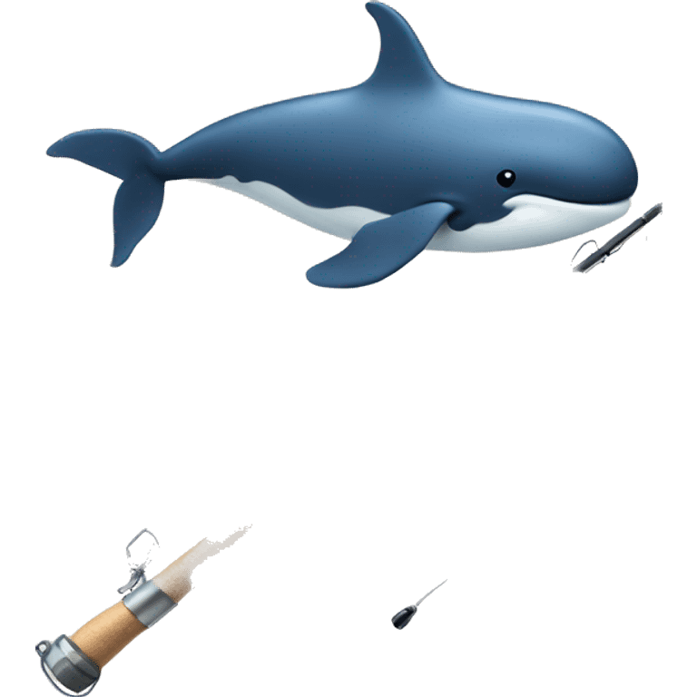 Fishing rod with a whale on the hoo emoji