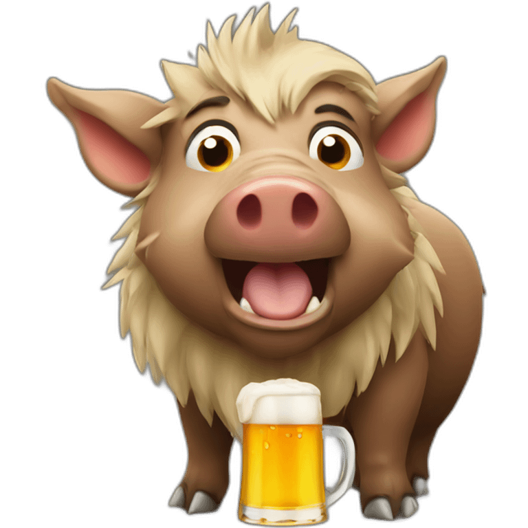 Boar with beer emoji