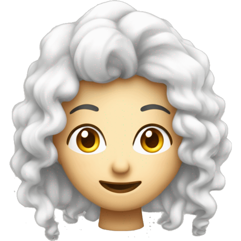 Faccia di perona con capelli ricci bianco di carnagione occhi scuri che gli viene una lampada come se avesse avuto un idea emoji