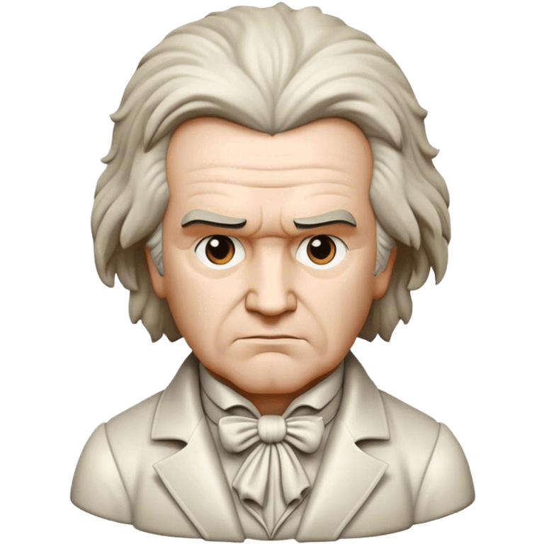 Cinematic Realistic Beethoven Pop Culture Emoji, featuring an evocative portrayal of the legendary composer rendered with delicate textures and emotive lighting. emoji