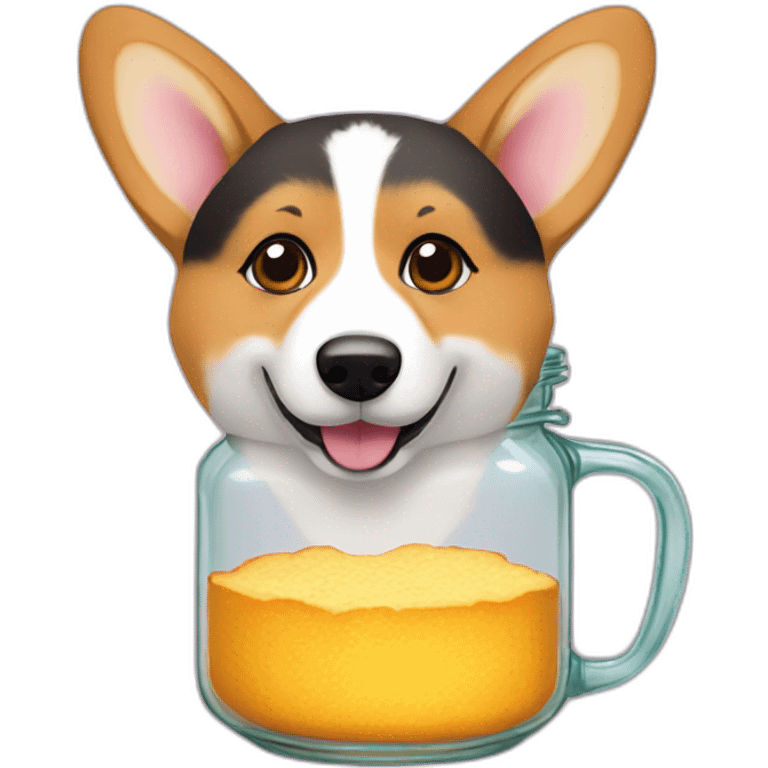 corgi in a honey jar eating cornbread emoji