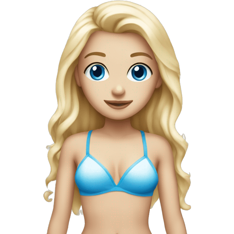 Blonde white girl with blue eyes wearing a bikini  emoji