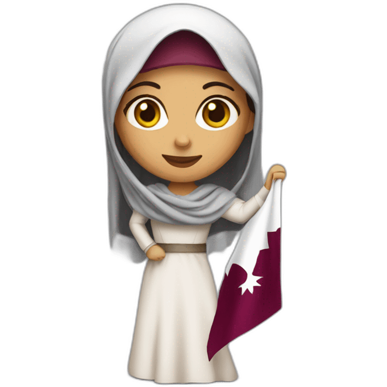 Arabic women holding Qatar flag emoji