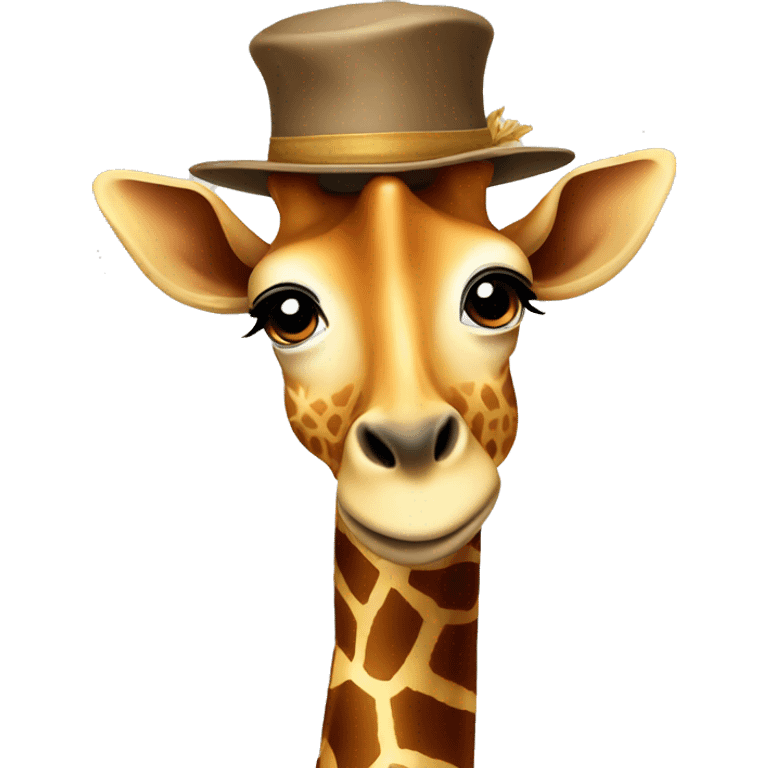 Giraffe wearing hat emoji