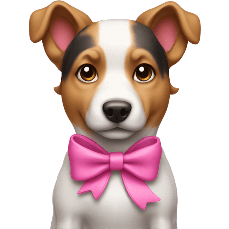 Dog with bow and pink leash emoji