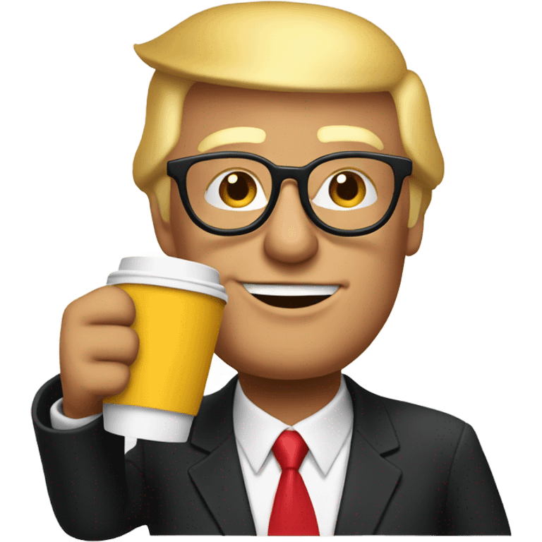 Trump wearing glasses drinking coffee  emoji