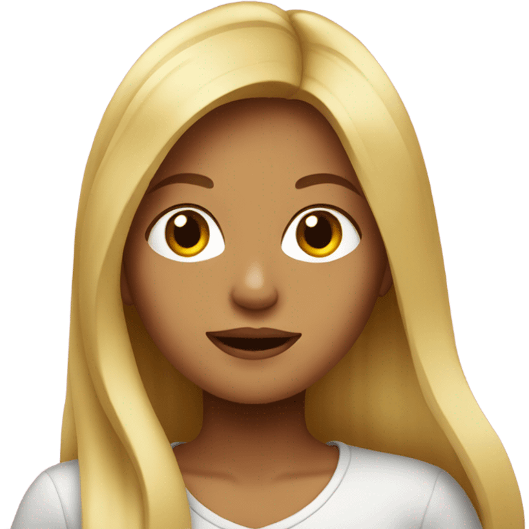 Colombian Blonde long hair girl eating emoji