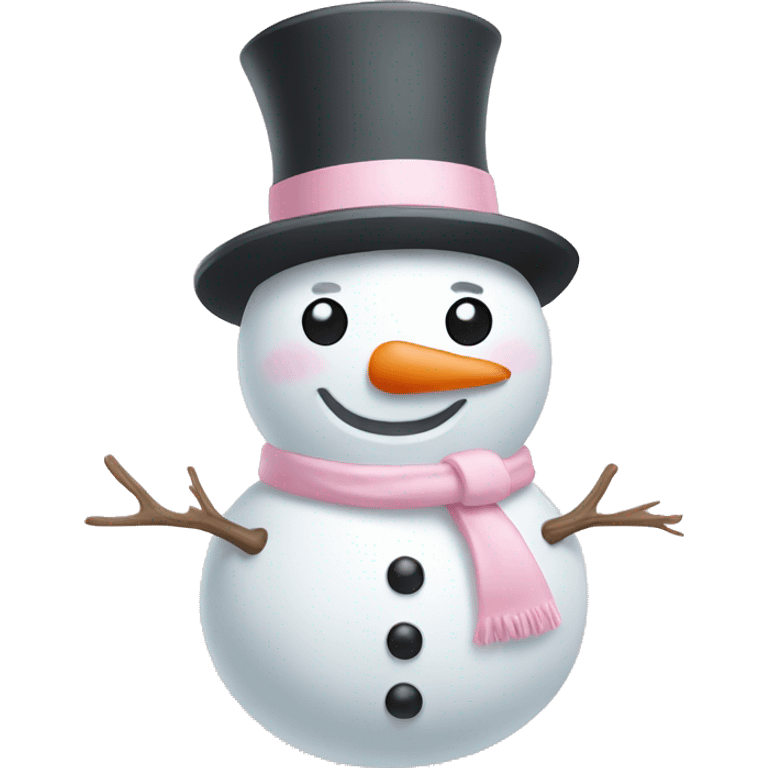 Cute white and light pink snowman emoji