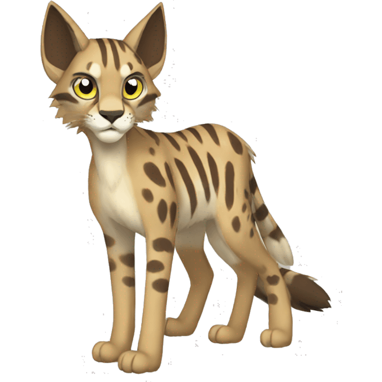 Striped and spotted Lynx-Caracal-Fakemon-hybrid full body emoji