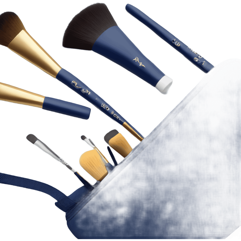 A Makeup bag with Brushes in the color navy blue emoji