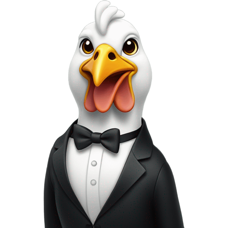 Chicken in a tux emoji