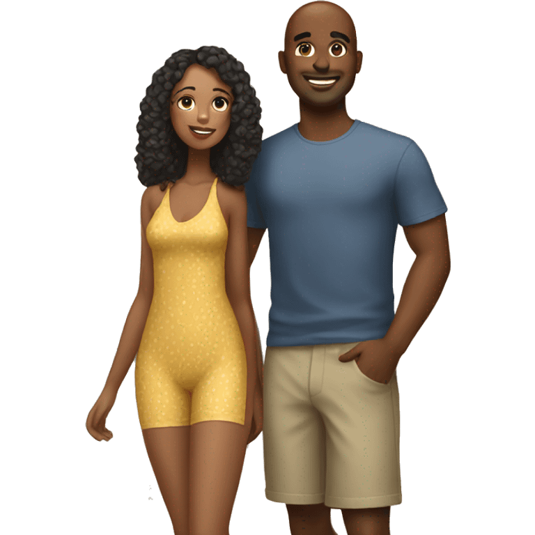 Couple at the beach biracial emoji