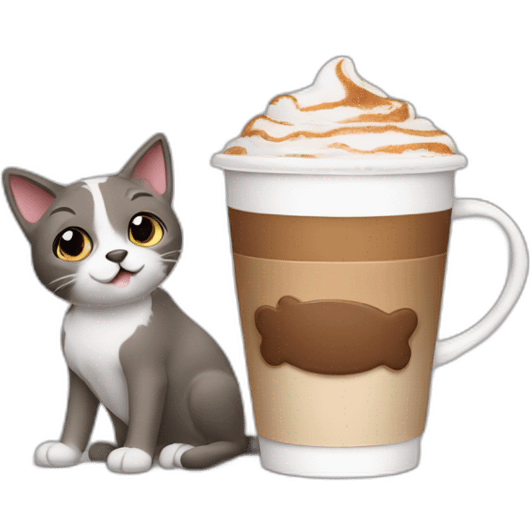 cat-and-dog-drink-coffee emoji