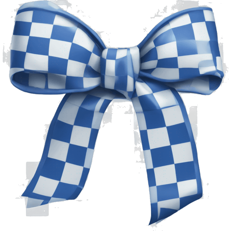 Blue and white  checkered bow emoji